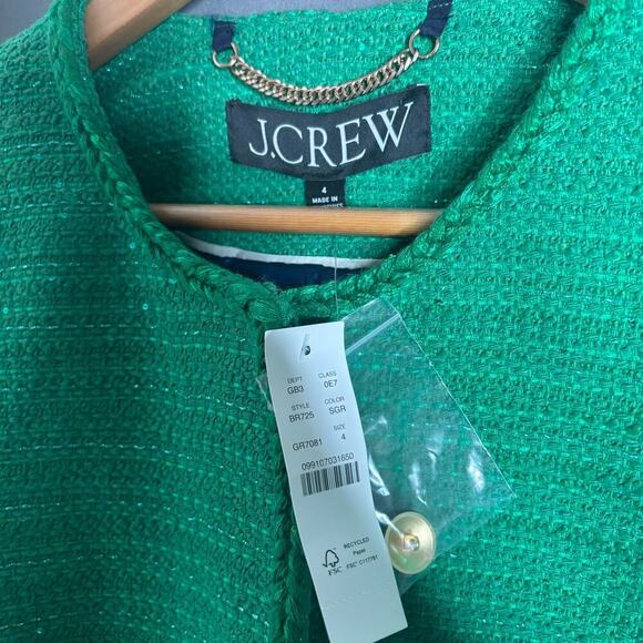 J.Crew Louisa Lady Jacket Sequin Tweed Summer Green Size 4 NWT - Picture 7 of 7